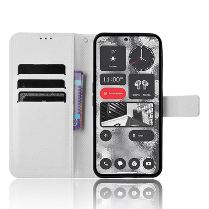 For Nothing Phone 2 Diamond Texture Leather Phone Case(White) - Nothing Cases by buy2fix | Online Shopping UK | buy2fix