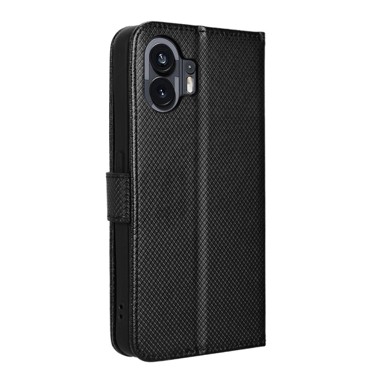 For Nothing Phone 2 Diamond Texture Leather Phone Case(Black) - Nothing Cases by buy2fix | Online Shopping UK | buy2fix