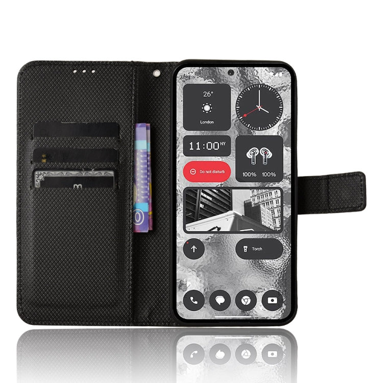 For Nothing Phone 2 Diamond Texture Leather Phone Case(Black) - Nothing Cases by buy2fix | Online Shopping UK | buy2fix
