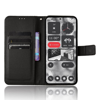 For Nothing Phone 2 Diamond Texture Leather Phone Case(Black) - Nothing Cases by buy2fix | Online Shopping UK | buy2fix