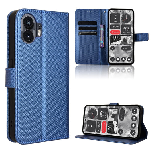 For Nothing Phone 2 Diamond Texture Leather Phone Case(Blue) - Nothing Cases by buy2fix | Online Shopping UK | buy2fix