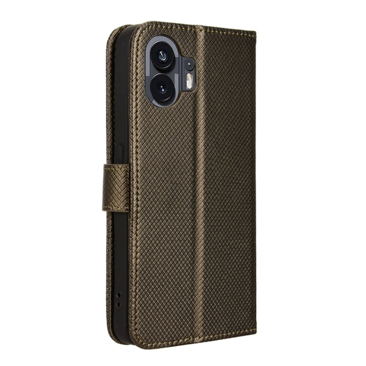 For Nothing Phone 2 Diamond Texture Leather Phone Case(Brown) - Nothing Cases by buy2fix | Online Shopping UK | buy2fix