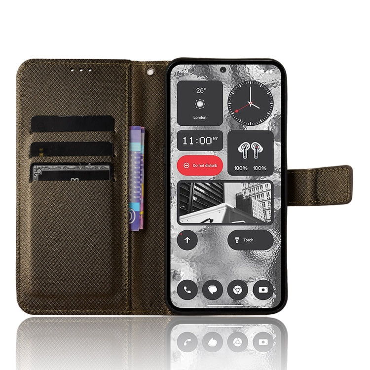 For Nothing Phone 2 Diamond Texture Leather Phone Case(Brown) - Nothing Cases by buy2fix | Online Shopping UK | buy2fix