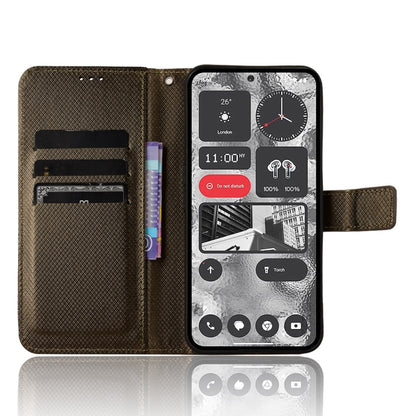 For Nothing Phone 2 Diamond Texture Leather Phone Case(Brown) - Nothing Cases by buy2fix | Online Shopping UK | buy2fix