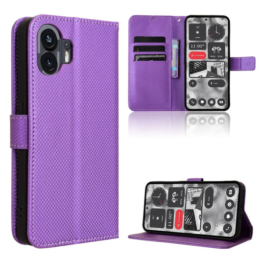 For Nothing Phone 2 Diamond Texture Leather Phone Case(Purple) - Nothing Cases by buy2fix | Online Shopping UK | buy2fix
