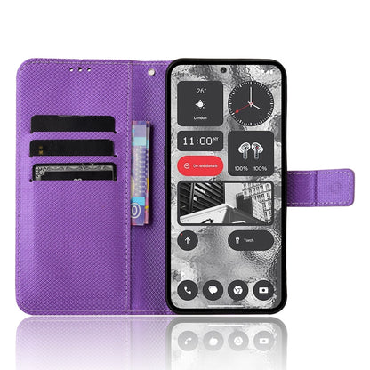 For Nothing Phone 2 Diamond Texture Leather Phone Case(Purple) - Nothing Cases by buy2fix | Online Shopping UK | buy2fix