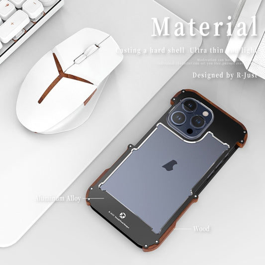 For iPhone 15 Pro R-JUST Ironwood Generation Metal Hybrid Wood Phone Case - iPhone 15 Pro Cases by R-JUST | Online Shopping UK | buy2fix
