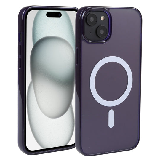 For iPhone 15 Plus GEBEI MagSafe Magnetic Transparent Phone Case(Purple)
