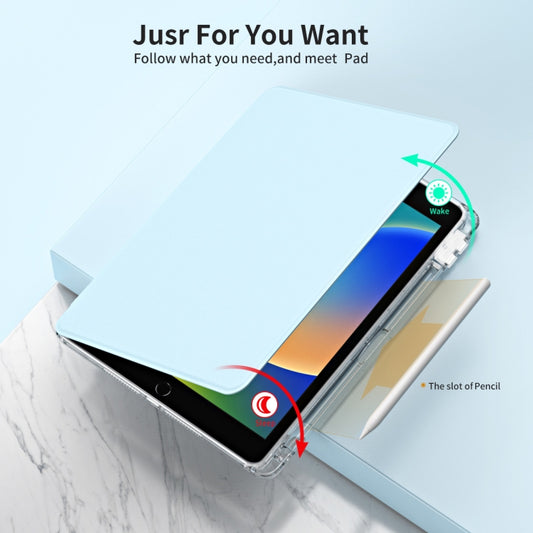 For iPad 10.2 2021 / 2020 360 Rotation Detachable Clear Acrylic Leather Tablet Case(Ice Blue) - iPad 10.2 Cases by buy2fix | Online Shopping UK | buy2fix