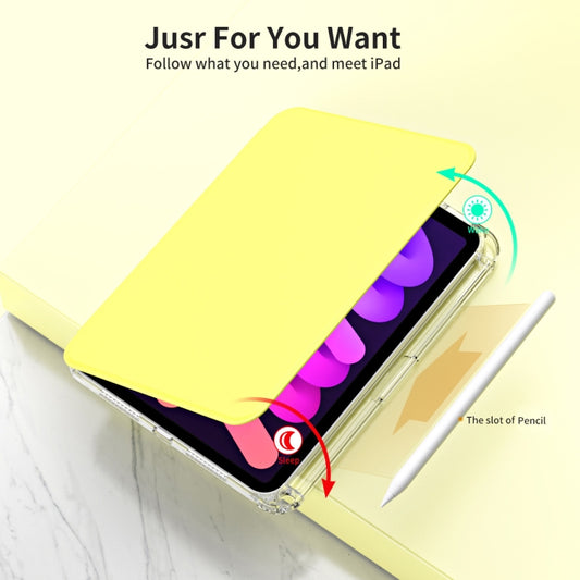For iPad mini 6 / mini 2024 360 Rotation Detachable Clear Acrylic Leather Tablet Case(Yellow) - iPad mini 6 Cases by buy2fix | Online Shopping UK | buy2fix