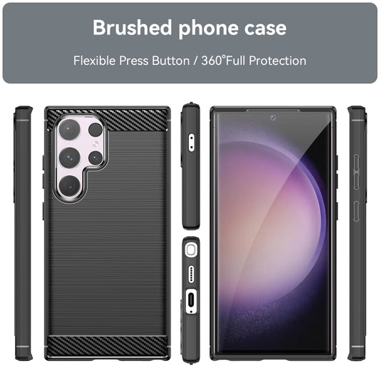 For Samsung Galaxy S24 Ultra 5G Brushed Texture Carbon Fiber TPU Phone Case(Black) - Galaxy S24 Ultra 5G Cases by buy2fix | Online Shopping UK | buy2fix