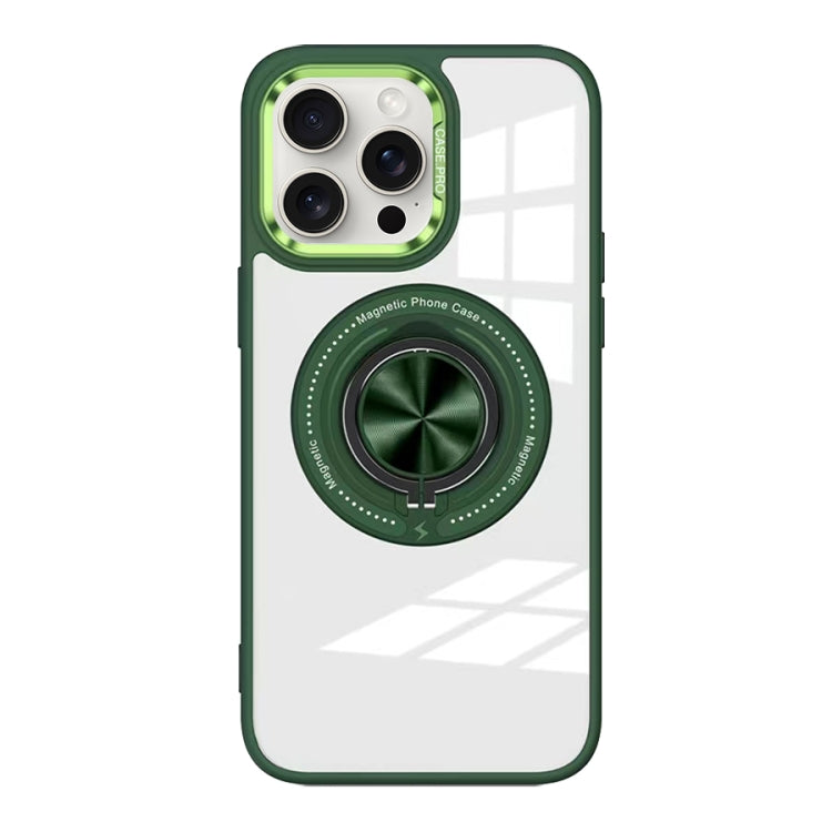 For iPhone 15 Pro Max Magnetic Rotating Ring Holder Acrylic Phone Case(Green) by buy2fix