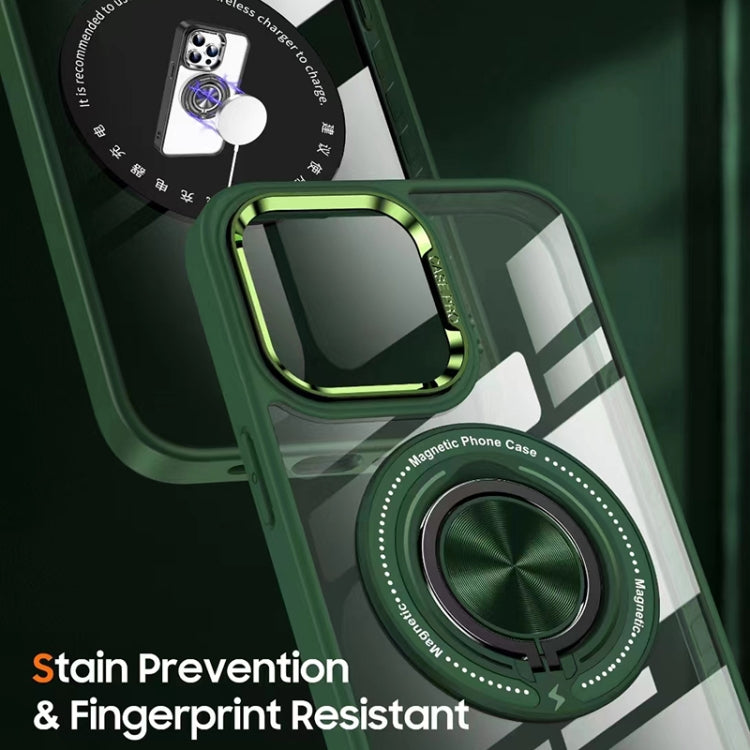 For iPhone 15 Pro Max Magnetic Rotating Ring Holder Acrylic Phone Case(Green) by buy2fix