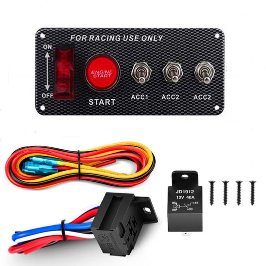5 in 1 12V Car Racing Ignition Switch Panel with Switch & Engine Start Button & Relay Wiring Harness - Car Switches by buy2fix | Online Shopping UK | buy2fix