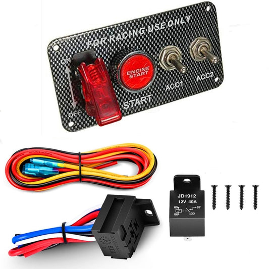 4 in 1 12V Car Racing Ignition Switch Panel with Switch & Engine Start Button & Relay Wiring Harness - Car Switches by buy2fix | Online Shopping UK | buy2fix