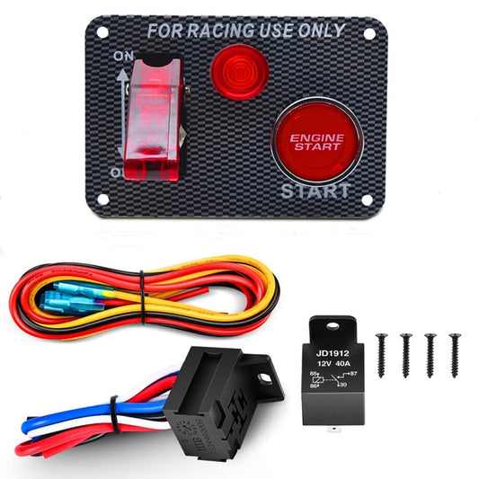 2 in 1 12V Car Racing Ignition Switch Panel with Switch & Engine Start Button & Relay Wiring Harness - Car Switches by buy2fix | Online Shopping UK | buy2fix