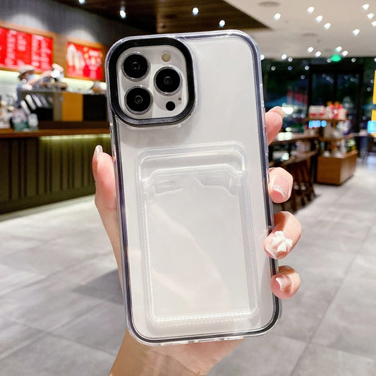 For iPhone 15 Pro Max 360 Clear PC Hybrid TPU Phone Case with Card Slot(Black) by buy2fix