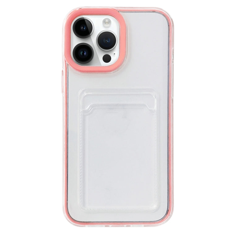 For iPhone 15 Pro Max 360 Clear PC Hybrid TPU Phone Case with Card Slot(Pink) by buy2fix