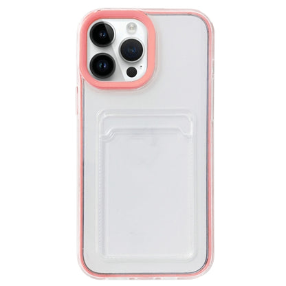 For iPhone 15 Pro Max 360 Clear PC Hybrid TPU Phone Case with Card Slot(Pink) by buy2fix