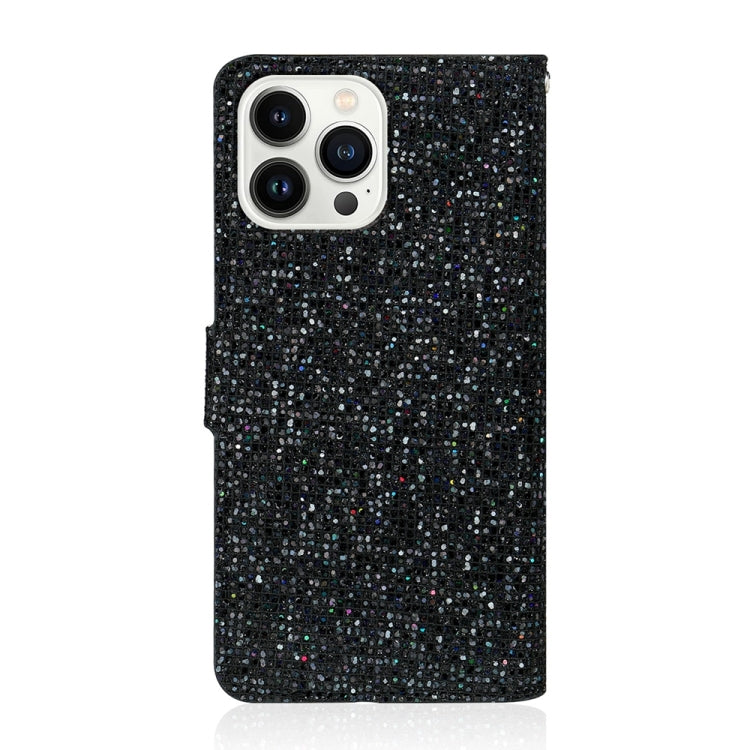 For iPhone 15 Pro Max Glitter Powder Filp Leather Phone Case(Black) by buy2fix