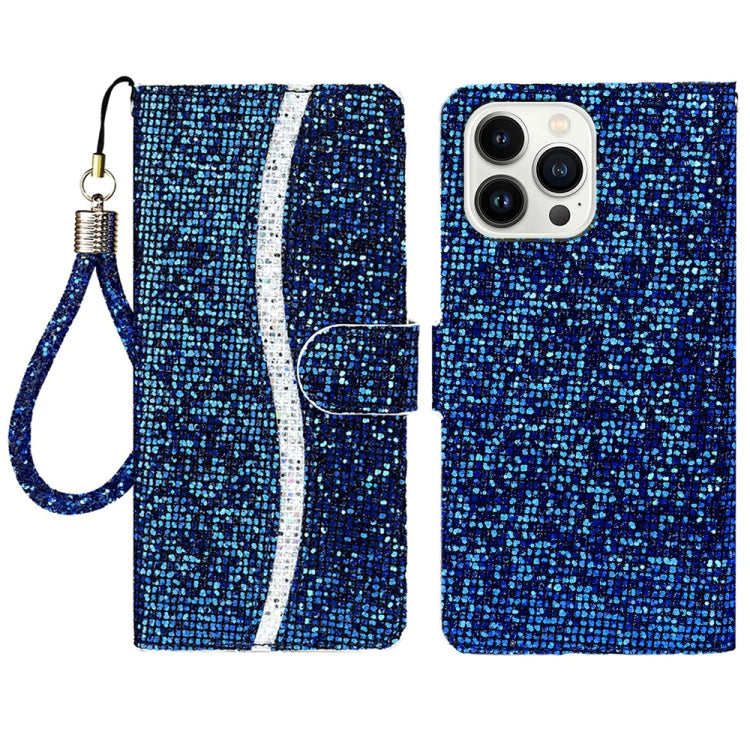For iPhone 15 Pro Max Glitter Powder Filp Leather Phone Case(Blue) by buy2fix