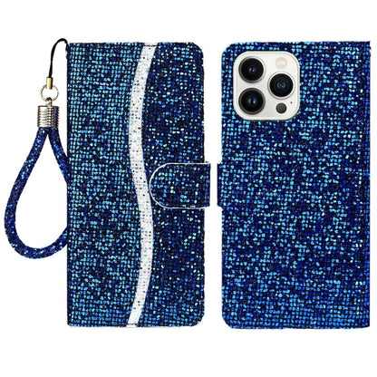 For iPhone 15 Pro Max Glitter Powder Filp Leather Phone Case(Blue) by buy2fix