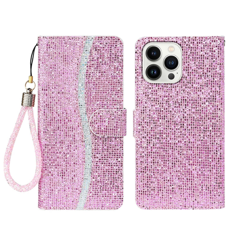 For iPhone 15 Pro Max Glitter Powder Filp Leather Phone Case(Pink) by buy2fix
