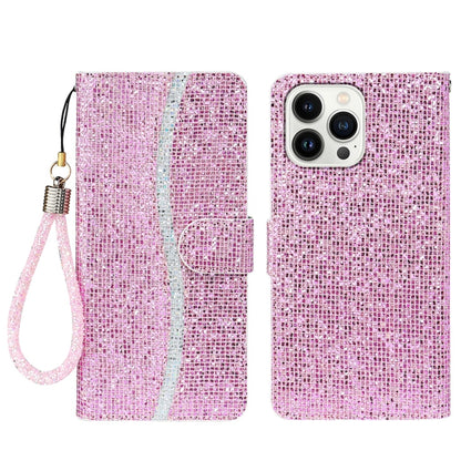 For iPhone 15 Pro Max Glitter Powder Filp Leather Phone Case(Pink) by buy2fix