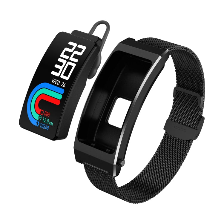 K7 1.14 inch TFT Screen Smart Call Bracelet, BT Call / Heart Rate / Blood Pressure / Blood Oxygen, Strap:Milanese Steel Strap(Black) by buy2fix