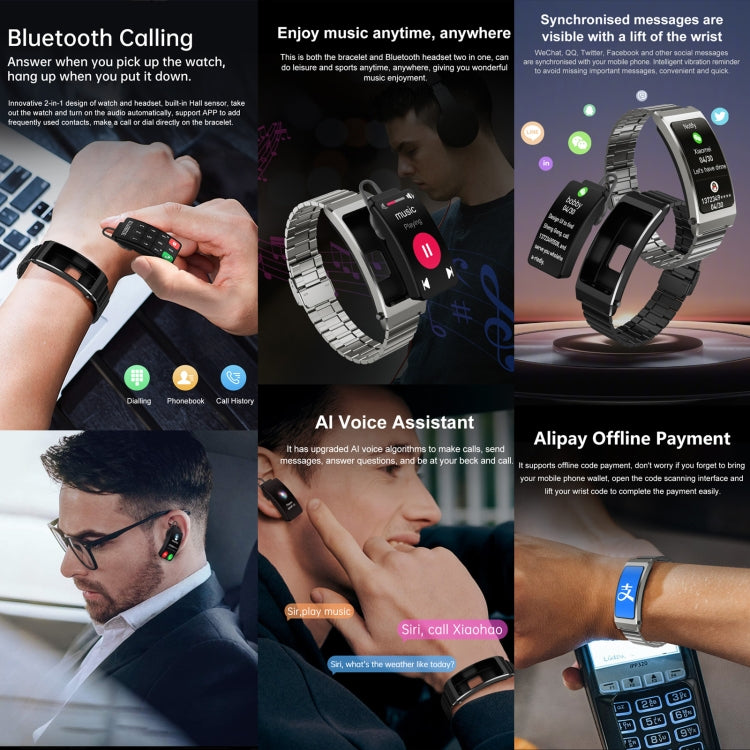K7 1.14 inch TFT Screen Smart Call Bracelet, BT Call / Heart Rate / Blood Pressure / Blood Oxygen, Strap:Silicone Strap(Tarnish) by buy2fix