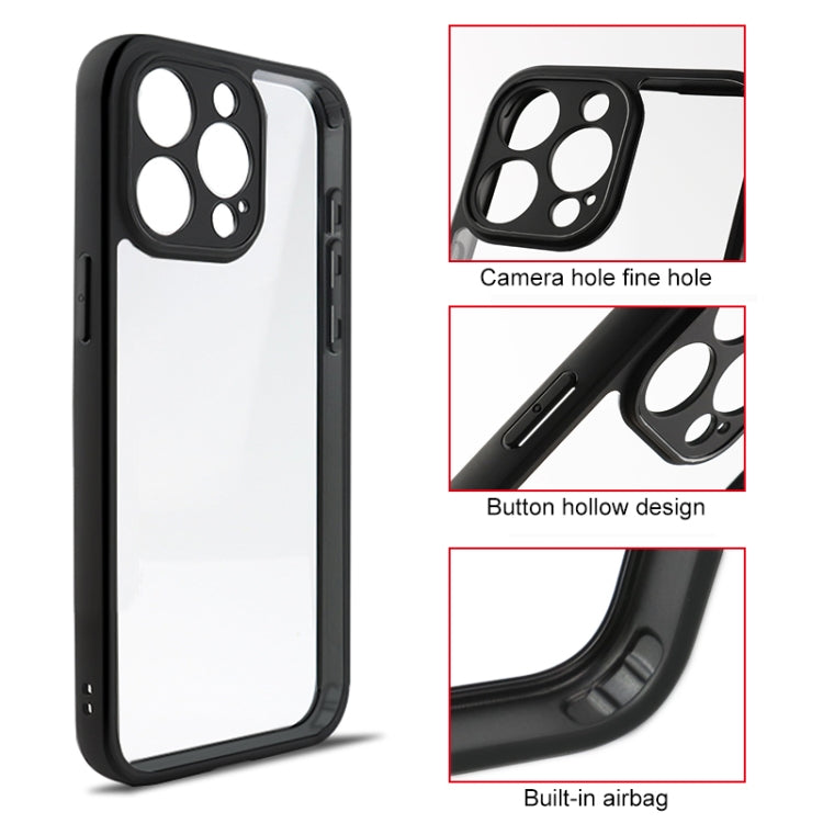 For iPhone 15 Pro Max Fine Pore Frosted TPU + Transparent PC Phone Case(Black) by buy2fix