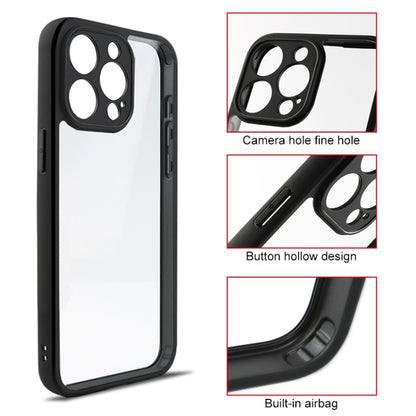 For iPhone 15 Pro Max Fine Pore Frosted TPU + Transparent PC Phone Case(Black) by buy2fix