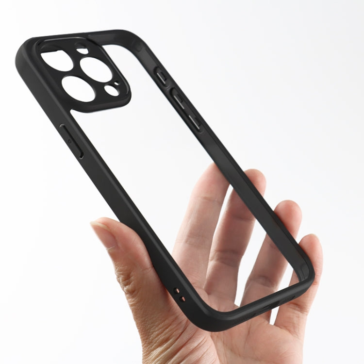 For iPhone 15 Pro Max Fine Pore Frosted TPU + Transparent PC Phone Case(Black) by buy2fix