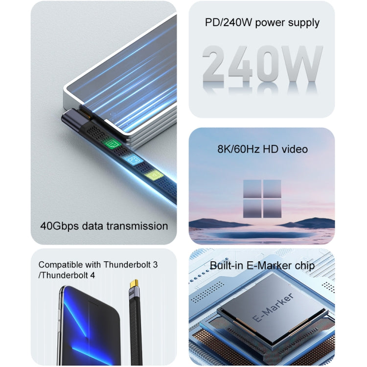 240W 40Gbps USB-C / Type-C Male to USB-C / Type-C Male Flexible Board Data Cable, Style:3D Bend by buy2fix