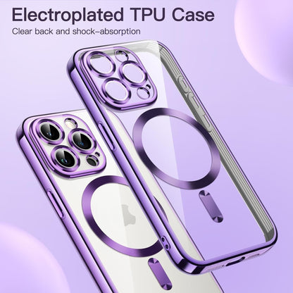 For iPhone 15 Pro Transparent Electroplated Magsafe Magnetic TPU Phone Case(Purple) - iPhone 15 Pro Cases by buy2fix | Online Shopping UK | buy2fix