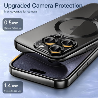 For iPhone 14 Pro Max Transparent Electroplated Magsafe Magnetic TPU Phone Case(Black) - iPhone 14 Pro Max Cases by buy2fix | Online Shopping UK | buy2fix
