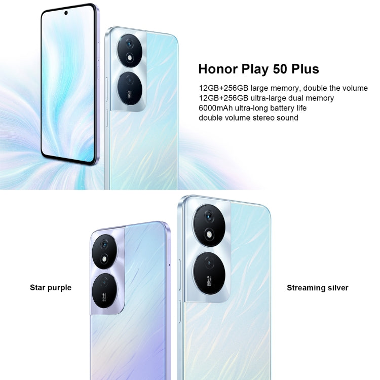 Honor Play 50 Plus, 12GB+256GB, 6.8 inch MagicOS 7.2 Dimensity 6020 Octa Core up to 2.2GHz, Network: 5G, OTG, Not Support Google Play(Purple) - Honor by HONOR | Online Shopping UK | buy2fix