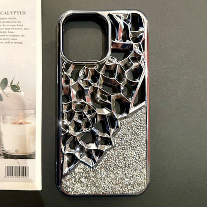 For iPhone 15 Pro Max Diamond Style Hollow Heat Dissipation Electroplated  TPU Phone Case(Blue) - iPhone 15 Pro Max Cases by buy2fix | Online Shopping UK | buy2fix