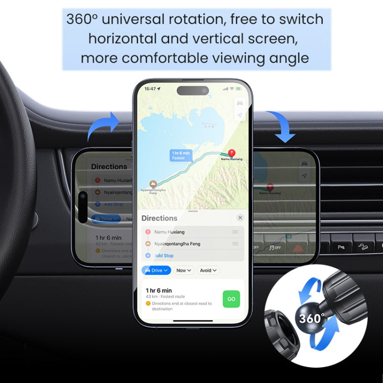 USAMS US-ZJ075 Magnetic Car Air Vent Phone Holder(Black) - Universal Car Holders by USAMS | Online Shopping UK | buy2fix