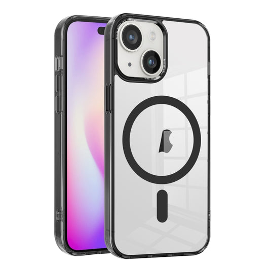 For iPhone 15 Ice Color Magnetic Series TPU Hybrid Acrylic Magsafe Phone Case(Black) - iPhone 15 Cases by buy2fix | Online Shopping UK | buy2fix