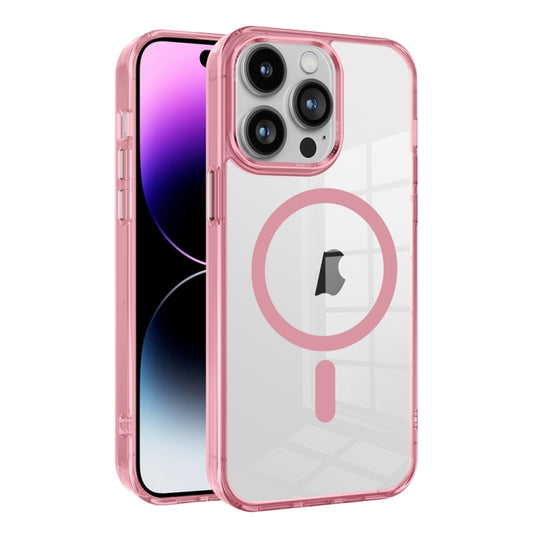 For iPhone 14 Pro Ice Color Magnetic Series TPU Hybrid Acrylic Magsafe Phone Case(Pink) - iPhone 14 Pro Cases by buy2fix | Online Shopping UK | buy2fix