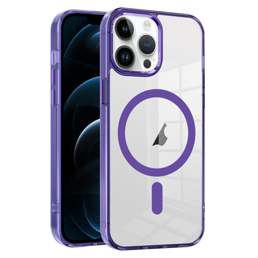 For iPhone 12 Pro Ice Color Magnetic Series TPU Hybrid Acrylic Magsafe Phone Case(Purple) by buy2fix