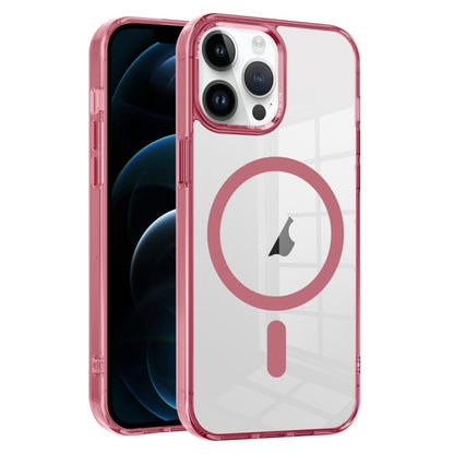 For iPhone 12 Pro Max Ice Color Magnetic Series TPU Hybrid Acrylic Magsafe Phone Case(Pink) by buy2fix