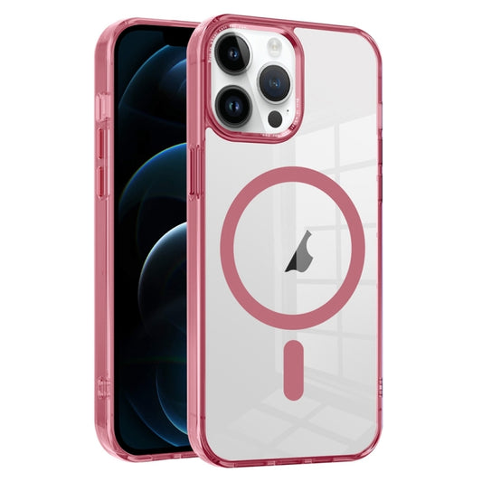For iPhone 12 Pro Max Ice Color Magnetic Series TPU Hybrid Acrylic Magsafe Phone Case(Pink) by buy2fix