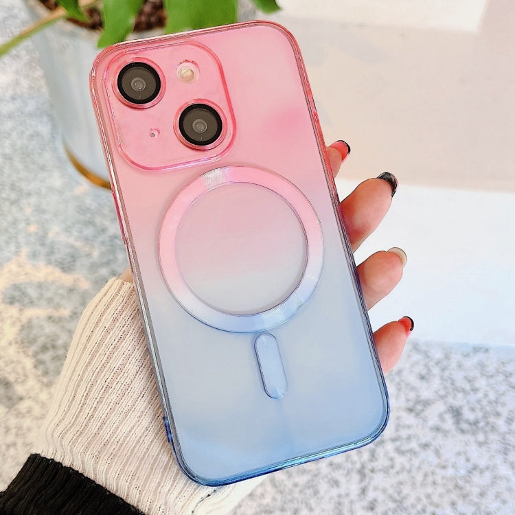 For iPhone 14 Plus MagSafe Magnetic TPU + Acrylic Gradient Color Phone Case(Pink Blue) - iPhone 14 Plus Cases by buy2fix | Online Shopping UK | buy2fix