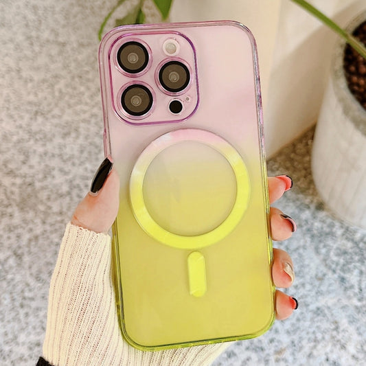 For iPhone 11 Pro Max MagSafe Magnetic TPU + Acrylic Gradient Color Phone Case(Purple Yellow) - iPhone 11 Pro Max Cases by buy2fix | Online Shopping UK | buy2fix