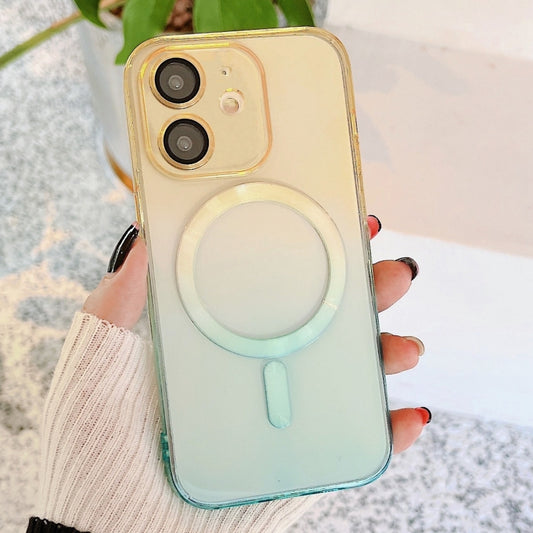 For iPhone 11 MagSafe Magnetic TPU + Acrylic Gradient Color Phone Case(Yellow Green) - iPhone 11 Cases by buy2fix | Online Shopping UK | buy2fix