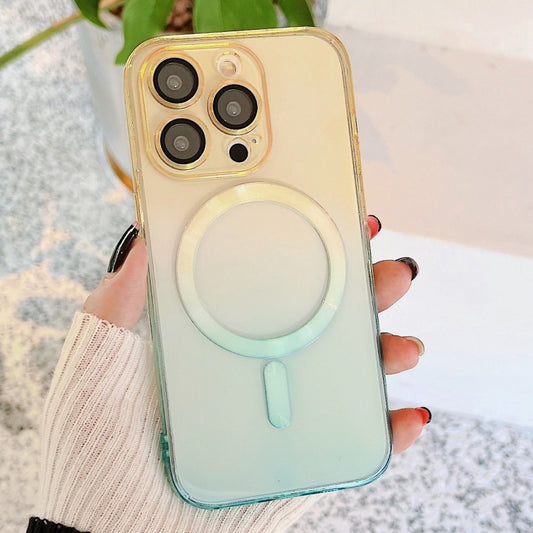 For iPhone 11 Pro MagSafe Magnetic TPU + Acrylic Gradient Color Phone Case(Yellow Green) - iPhone 11 Pro Cases by buy2fix | Online Shopping UK | buy2fix