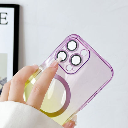 For iPhone 14 MagSafe Magnetic TPU + Acrylic Gradient Color Phone Case(Pink Blue) by buy2fix