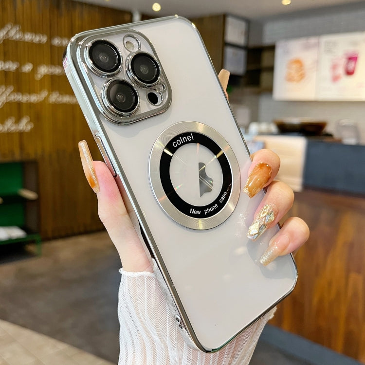 For iPhone 12 Pro Max Transparent Electroplated PC MagSafe Phone Case(Silver) by buy2fix